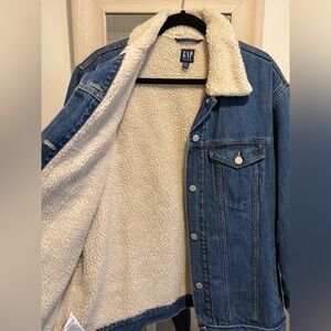GAP Blue Denim Jacket with Cream Sherpa Lining